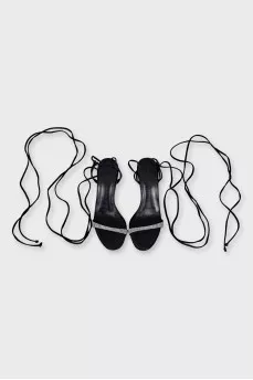 Lace-up sandals decorated with rhinestones