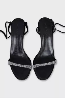 Lace-up sandals decorated with rhinestones