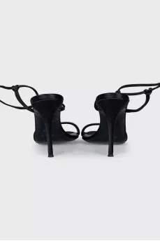 Lace-up sandals decorated with rhinestones