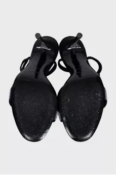 Lace-up sandals decorated with rhinestones