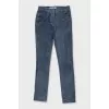 Mid-waist leather trousers