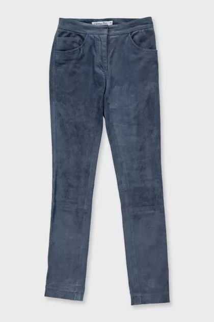 Mid-waist leather trousers