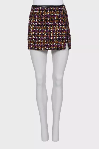 Combination knit mini skirt
