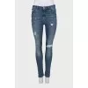 Ripped mid-rise blue jeans