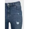 Ripped mid-rise blue jeans