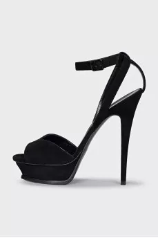 Suede stiletto heel platform sandals
