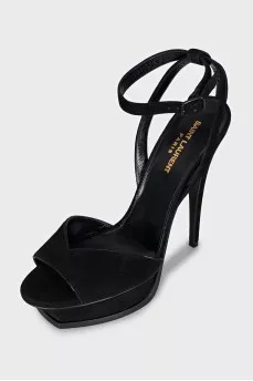 Suede stiletto heel platform sandals