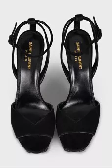 Suede stiletto heel platform sandals