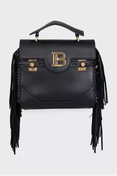 Leather satchel with fringe