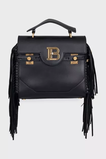 Leather satchel with fringe