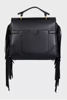 Leather satchel with fringe