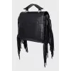Leather satchel with fringe