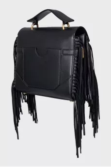 Leather satchel with fringe