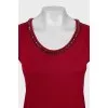 Fitted tank top decorated with crystals