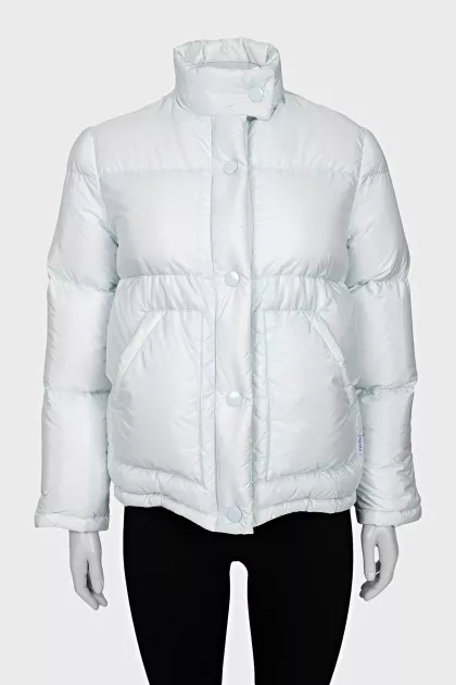 Light blue down jacket with patch pockets