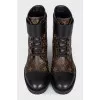 Wonderland print leather boots