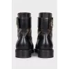 Wonderland print leather boots