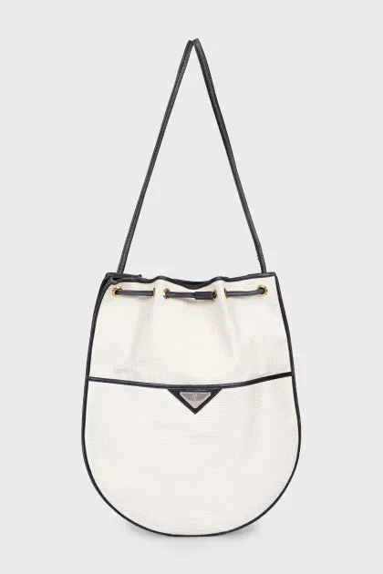 Drawstring bag with patch pocket