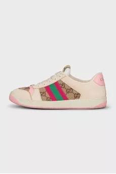 Textile and suede sneakers with rhinestones