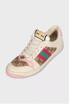 Textile and suede sneakers with rhinestones