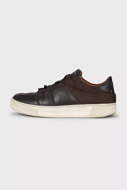 Men's brown sneakers with weave