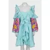 Embroidered dress with puff sleeves