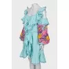 Embroidered dress with puff sleeves