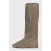 Green suede boots