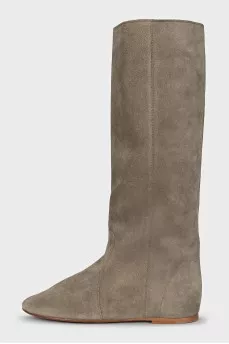 Green suede boots