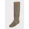 Green suede boots