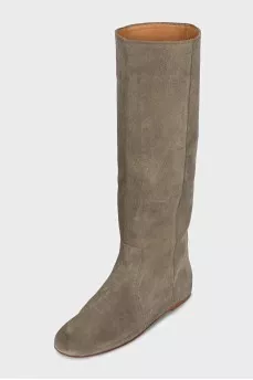 Green suede boots