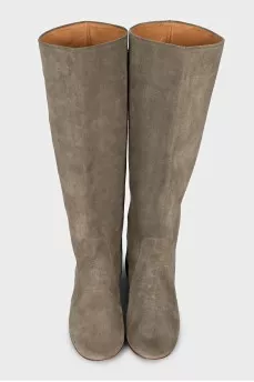 Green suede boots