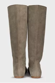 Green suede boots