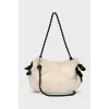 Fur bag with beaded handle