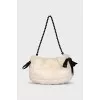 Fur bag with beaded handle