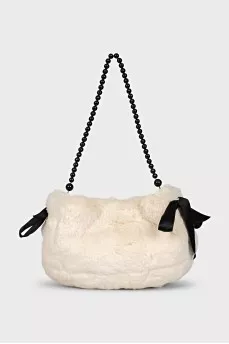 Fur bag with beaded handle