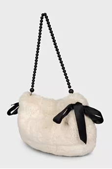 Fur bag with beaded handle