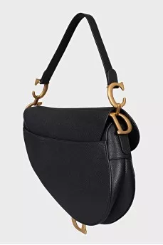 Кожаная черная сумка Saddle