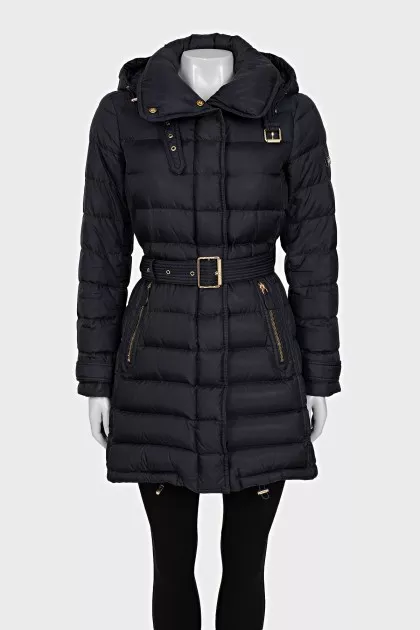 Fitted down jacket with gold hardware