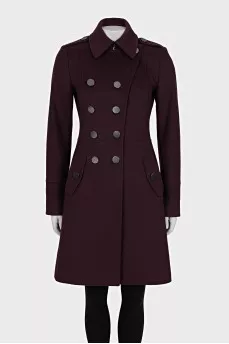 Double-breasted fitted wool coat