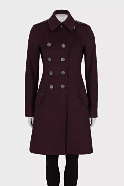 Double-breasted fitted wool coat