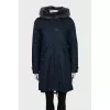 Blue jacket with rabbit fur