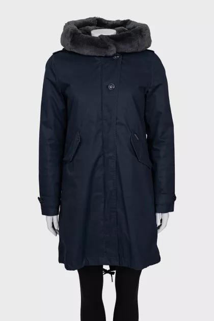 Blue jacket with rabbit fur