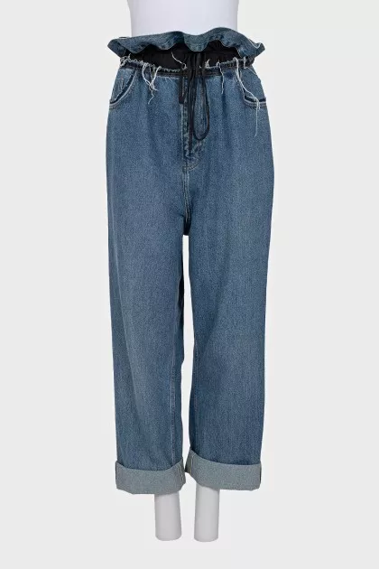 Straight-leg jeans with drawstrings