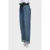 Straight-leg jeans with drawstrings