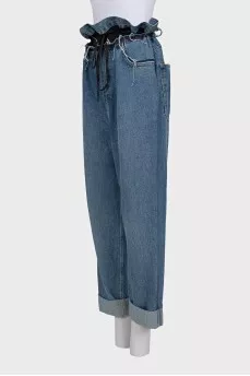 Straight-leg jeans with drawstrings