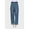 Straight-leg jeans with drawstrings
