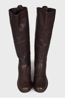 Leather boots with contrasting insert