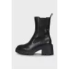 Leather boots with a stable heel