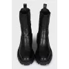 Leather boots with a stable heel